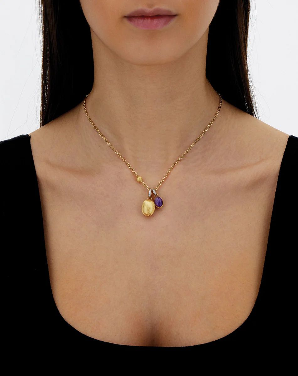 Ciondolo Donna Nanis Oro Giallo 18 KT Diamanti con lepidolite e madreperla PS2-609