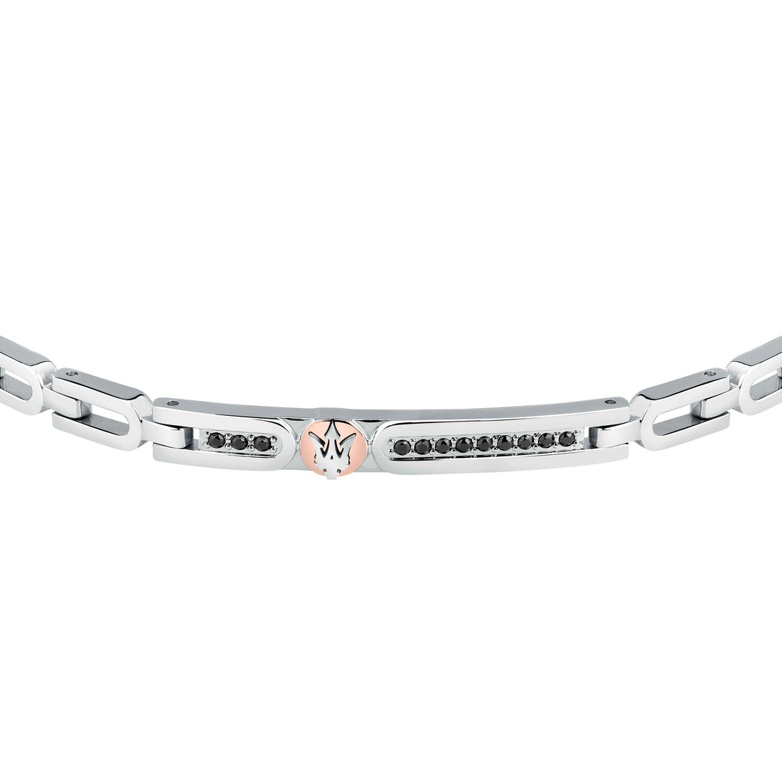 Bracciale Uomo Maserati Acciaio Semirigido Zirconi Neri Logo Base Oro JM423AVD25