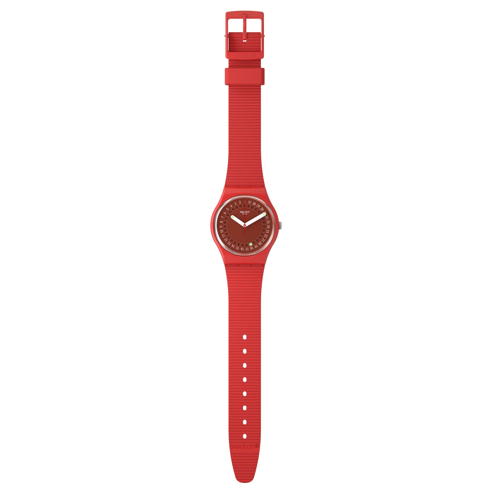 Orologio Uomo Swatch Quarzo Solo Tempo Data Numeri Rosso SO28R400