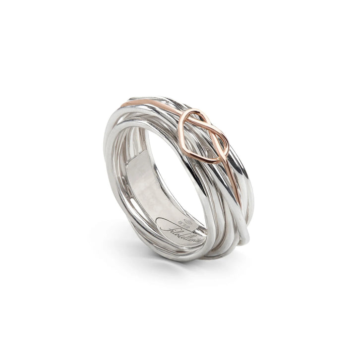 Anello Donna Filodellavita 7 Fili Argento Oro Rosa 9 KT Cuore Mis 16 AN329AR