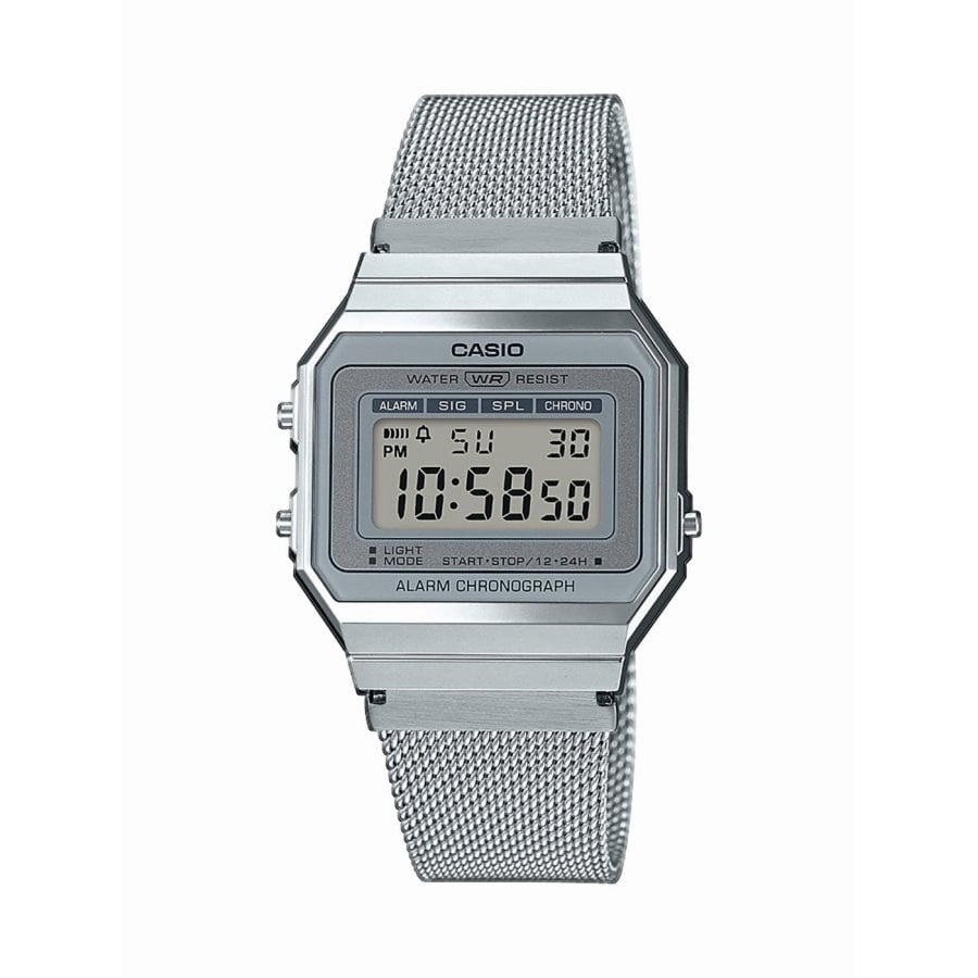 Orologio Uomo Acciaio Casio Digitale Vintage Quarzo Maglia Milano Cronografo A700WEM-7AEF