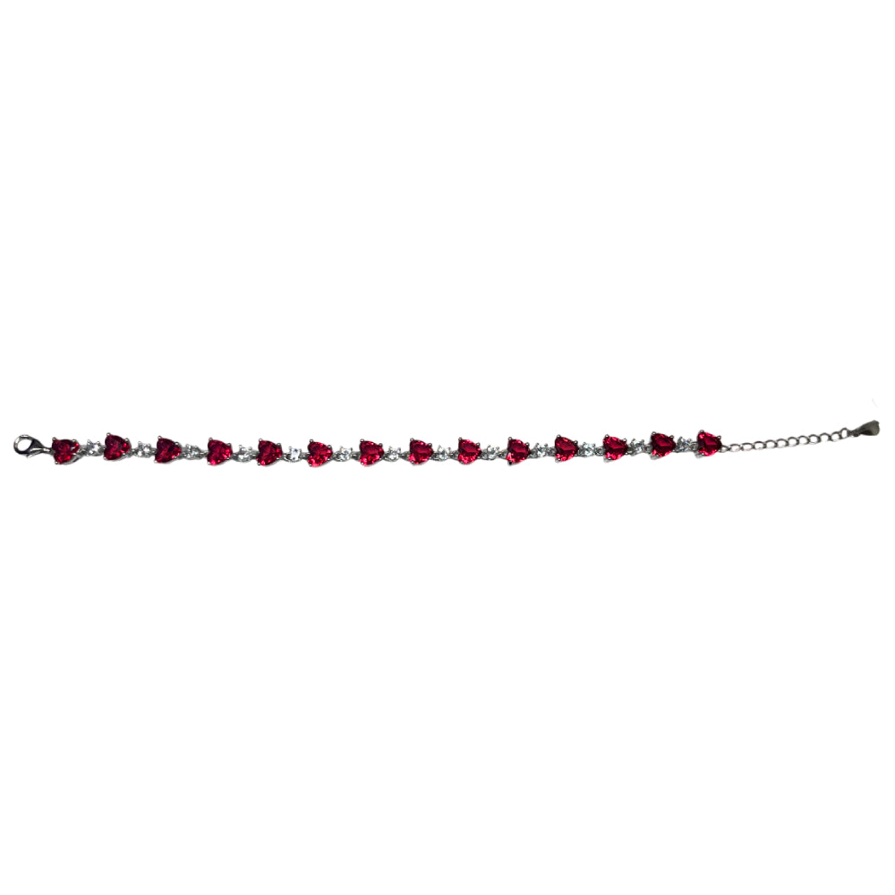 Bracciale Donna Re Mida Tennis Argento 925 Zirconi Cuori Rossi Tennis-47