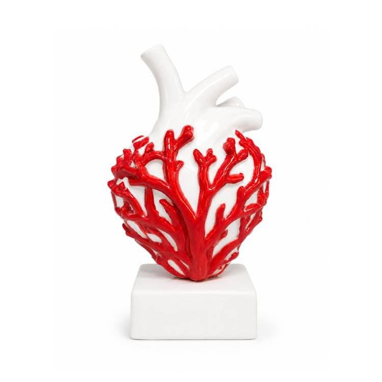 Scultura Macrì Cuore Corallo 20 cm TE131