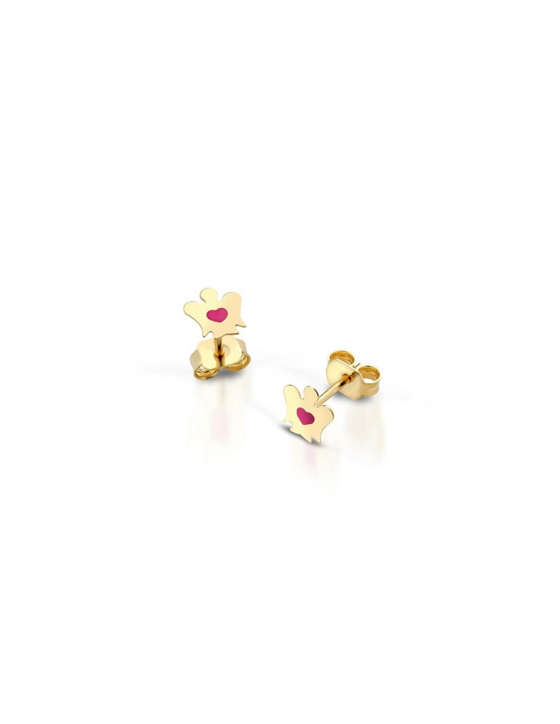 Orecchini Donna Roberto Giannotti A Lobo Oro 9 KT Angelo Cuore Smalto Rosso NKT383