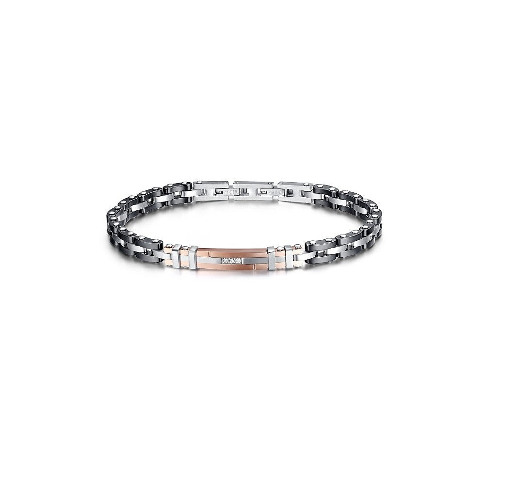 Bracciale uomo  Acciaio  Arkano Nero e rosè  BAC40R