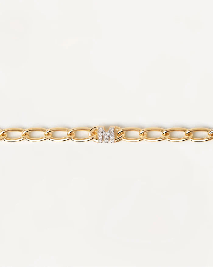 Bracciale Donna PDPaola Argento 925 Dorato Catena Iniziale M Zirconi PU01-550-U