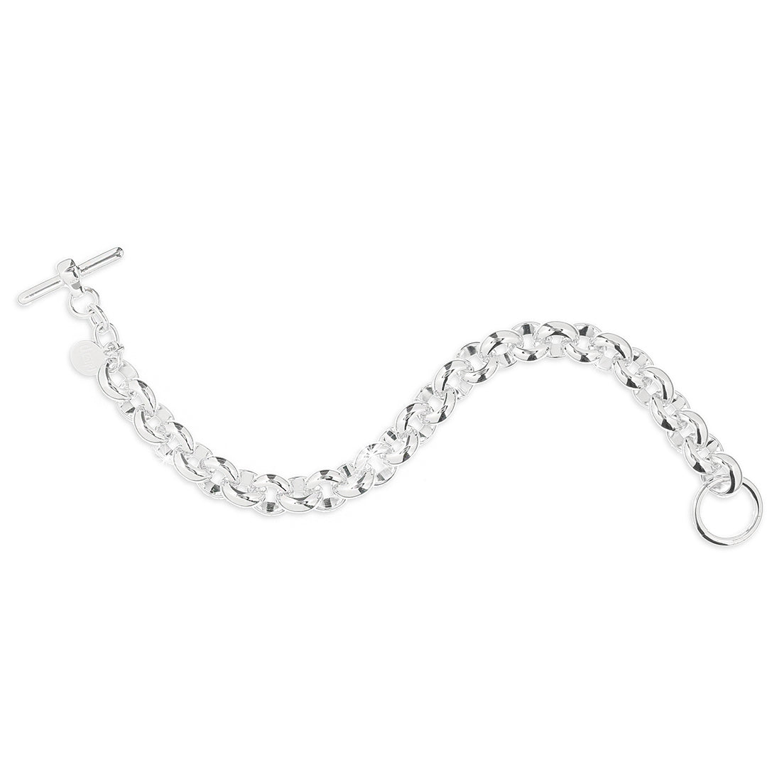 Bracciale Donna Unoaerre Bronzo Lucido Argentato Catena Rolò 418238