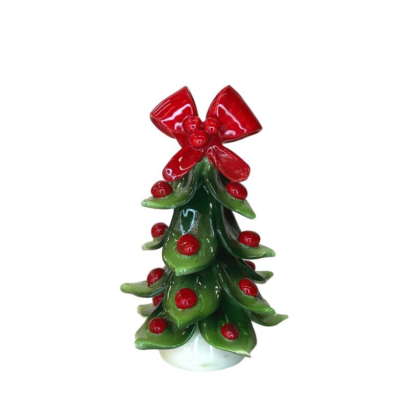 Albero di Natale Capodimonte Palline Rosse Fiocco 10 cm CAP17