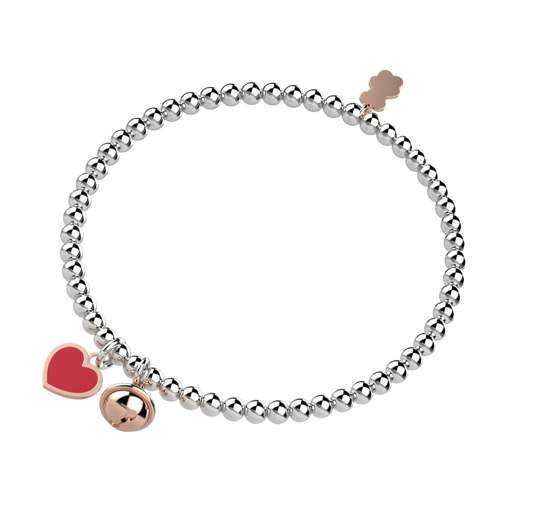 Bracciale Bambina Nanàn Elastico Argento 925 Campanella Cuore Smalto Rosso NAN0244