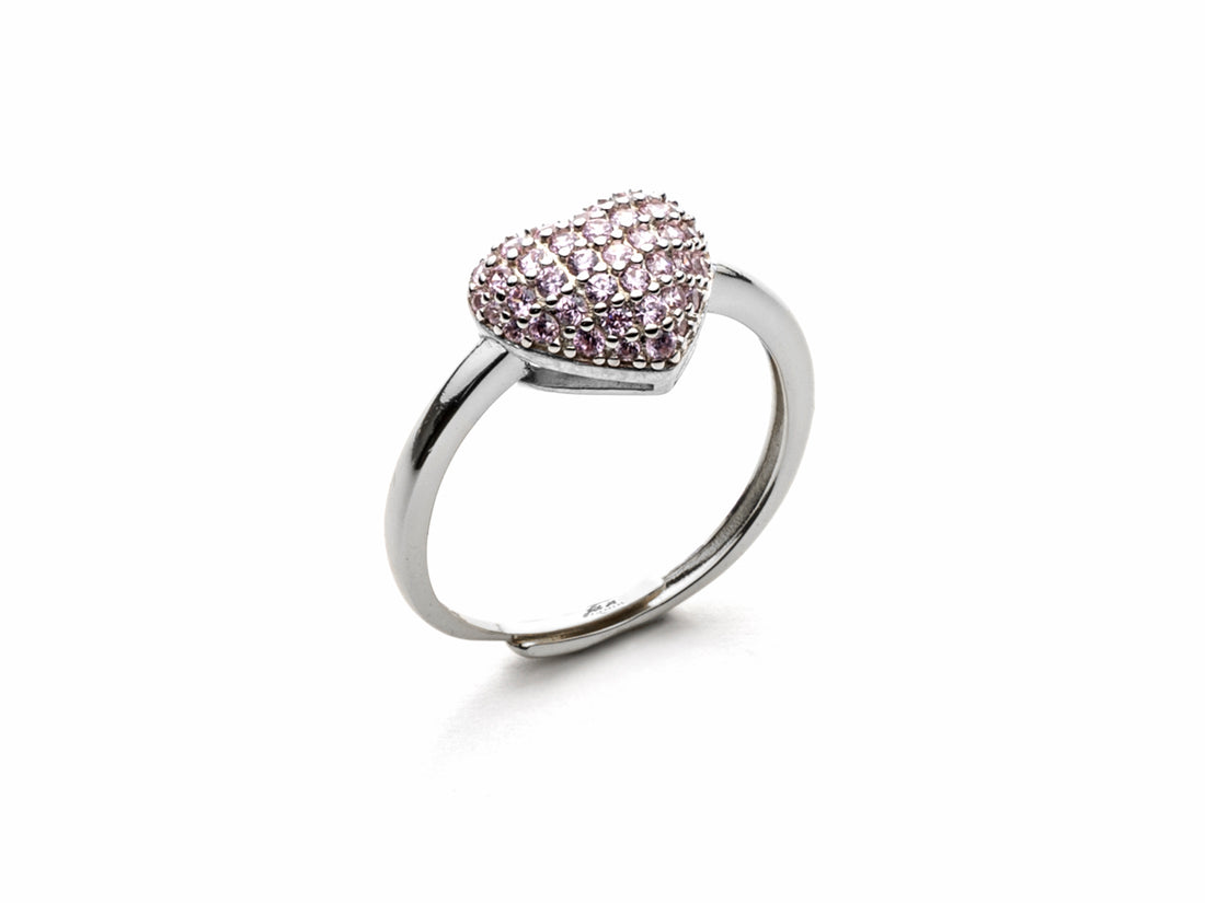Anello Donna 4US Cesare Paciotti Argento 925 a cuore con Zirconi Rosa 4UAN5712W