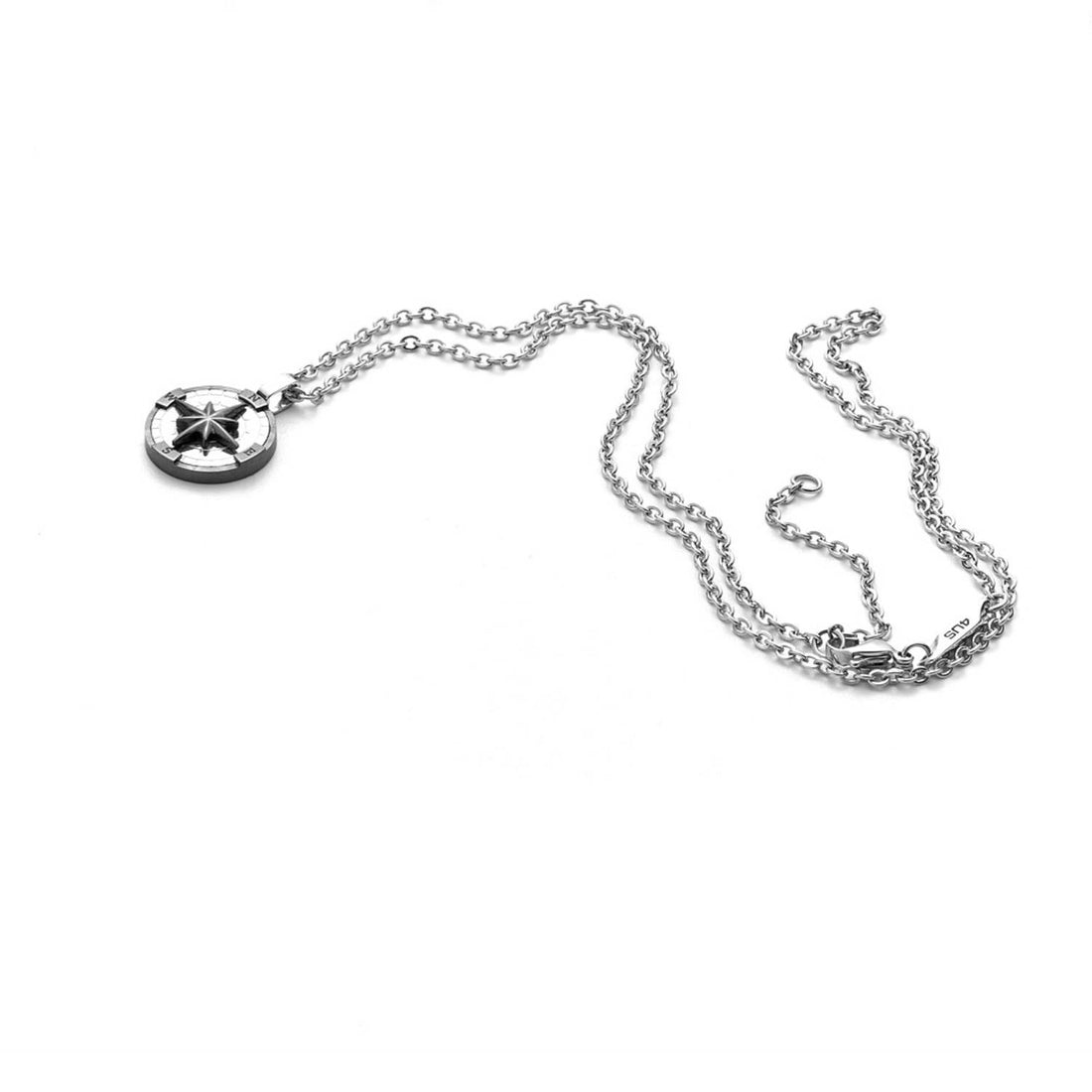 Collana Uomo Acciaio 4US Cesare Paciotti Rosa Dei Venti Bussola Nero 4UCL3485