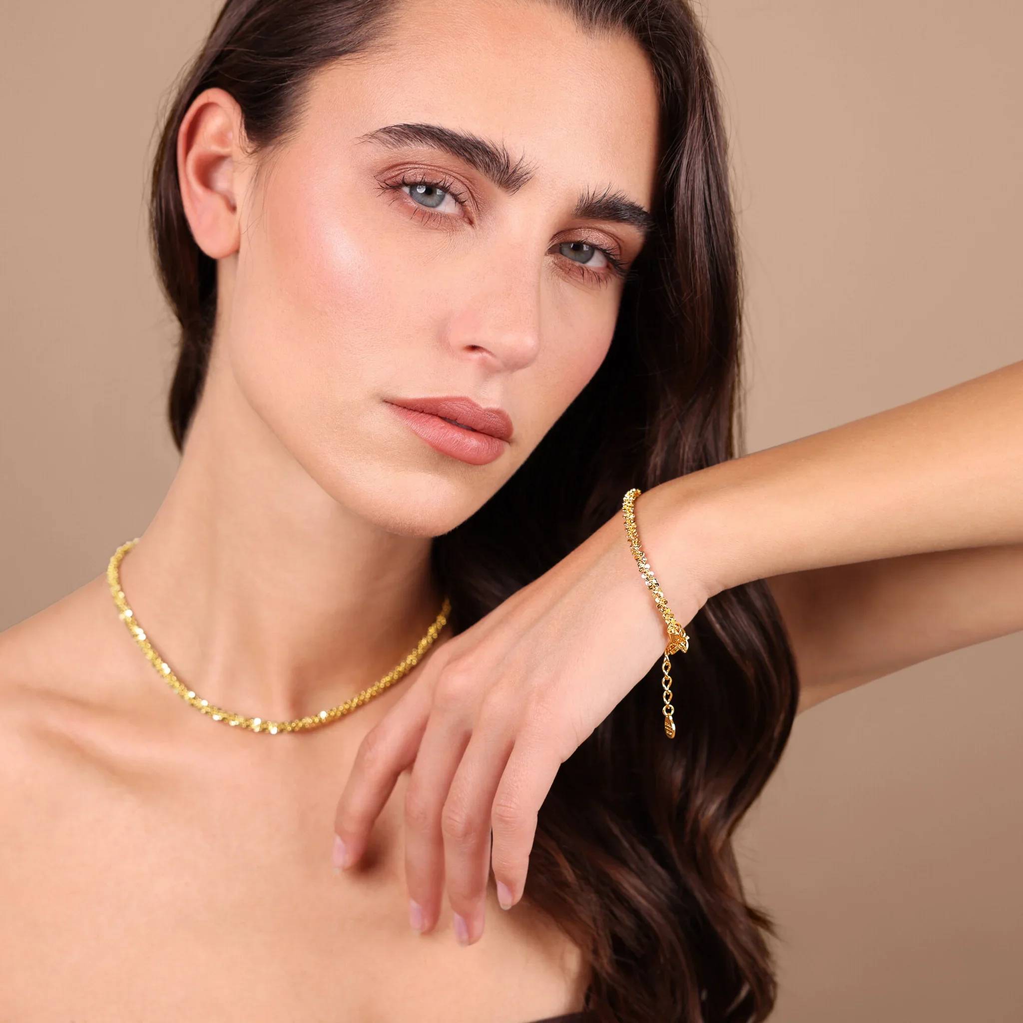 Bracciale Donna Etrusca Bronzo Dorato Catena Sfaccettata WSET00881.YG