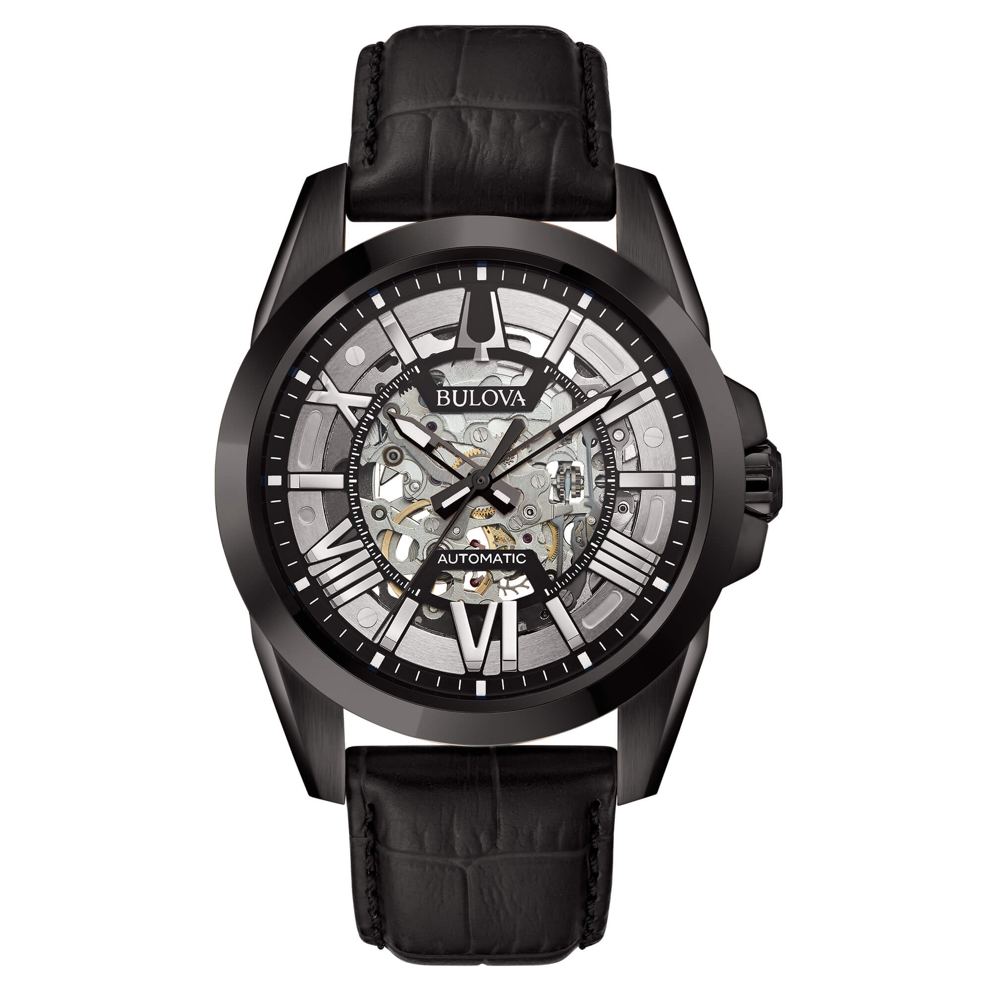 Orologio Uomo Bulova Automatico Sutton Skeleton Acciaio Nero Lucido 98A304