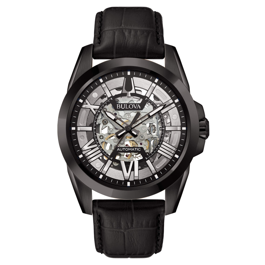 Orologio Uomo Bulova Automatico Sutton Skeleton Acciaio Nero Lucido 98A304