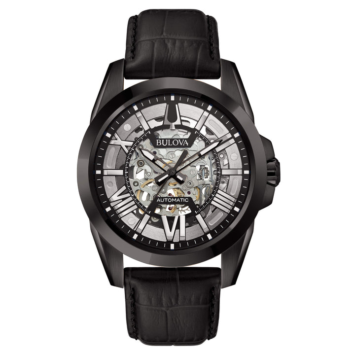 Orologio Uomo Bulova Automatico Sutton Skeleton Acciaio Nero Lucido 98A304