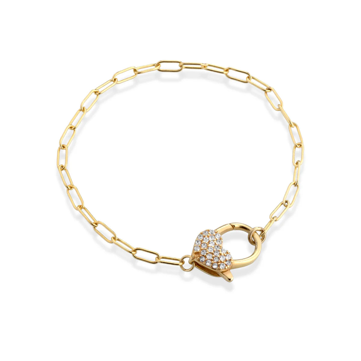 Bracciale Donna Laura P. Argento Dorato 925 Cuore Lucchetto Zirconi Bianchi BR0238GB