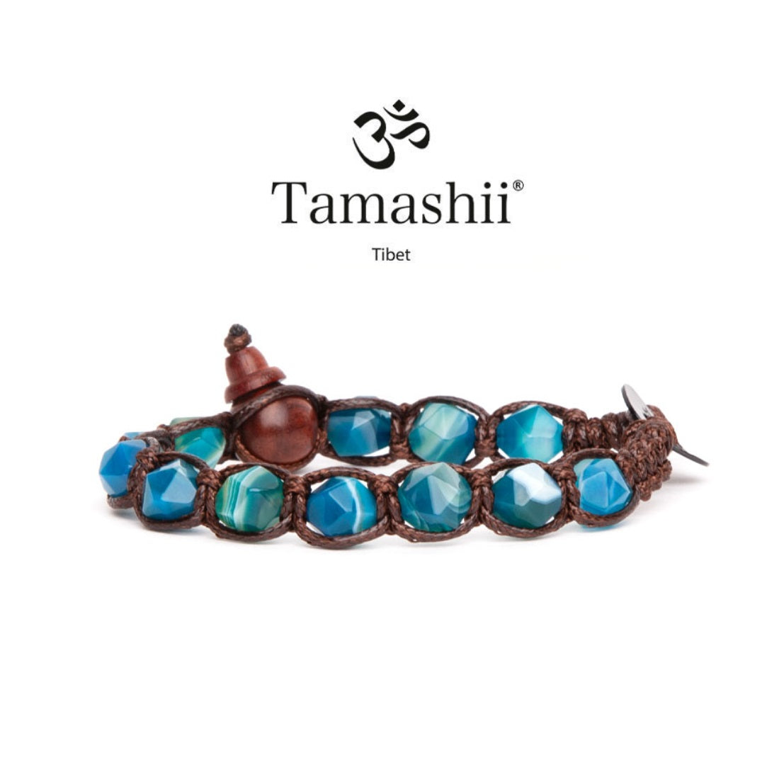 Bracciale Uomo Tamashii Pietra Biglie Cut Agata blu striata BHS911-141