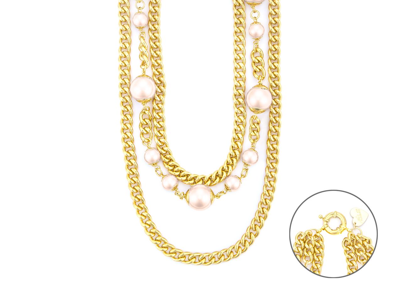 Collana Donna 4US Cesare Paciotti Acciaio con Perle colorate rosa 4UCL7937W