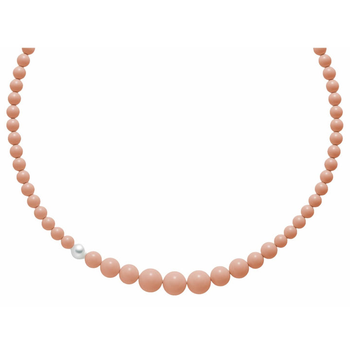 Collana Donna Argento 925 Miluna Perla Bianca Pasta Di Corallo Rosa PCL5079