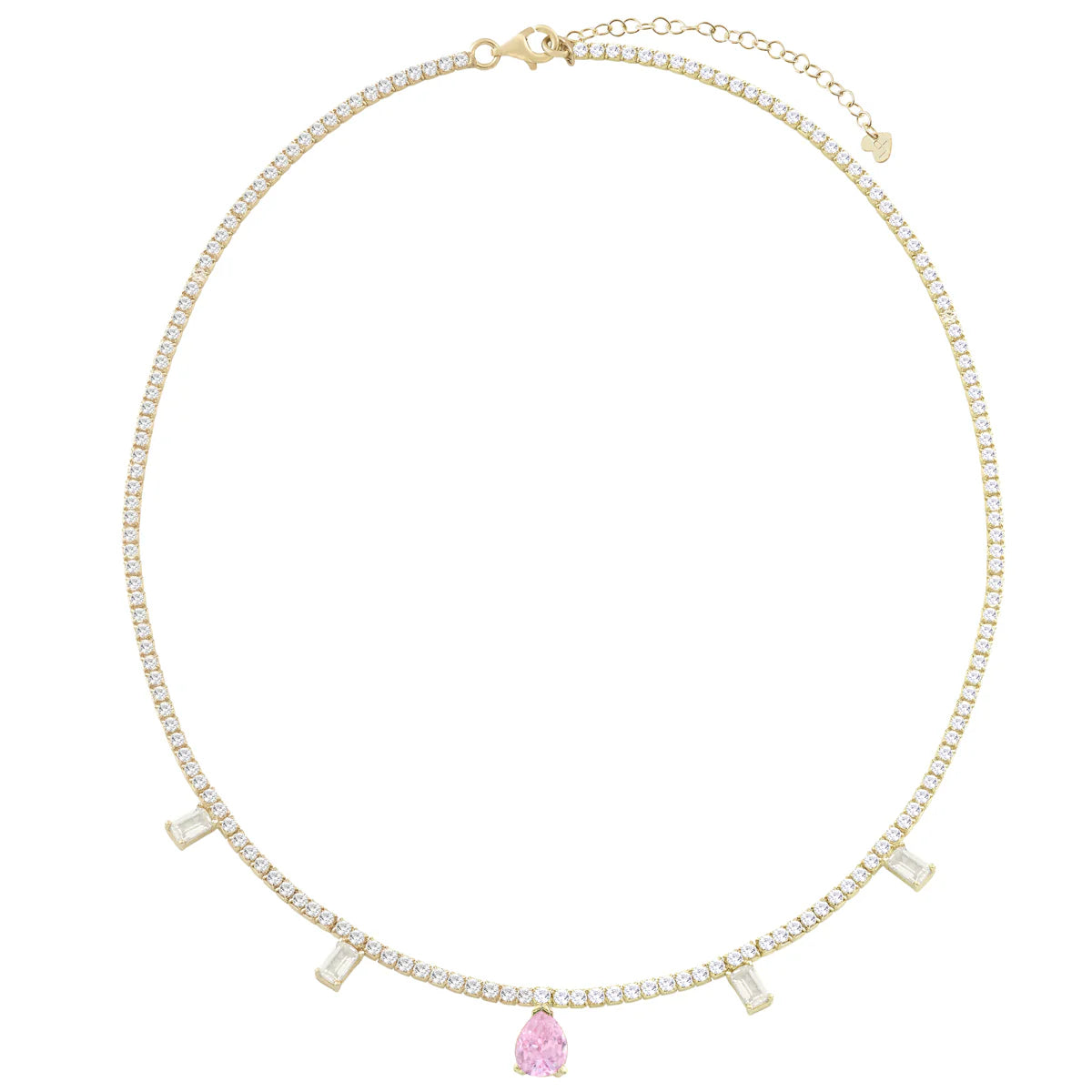 Collana Donna Laura P. Argento Dorato 925 Girocollo Tennis Zirconi Bianchi Rosa CL0112GRS
