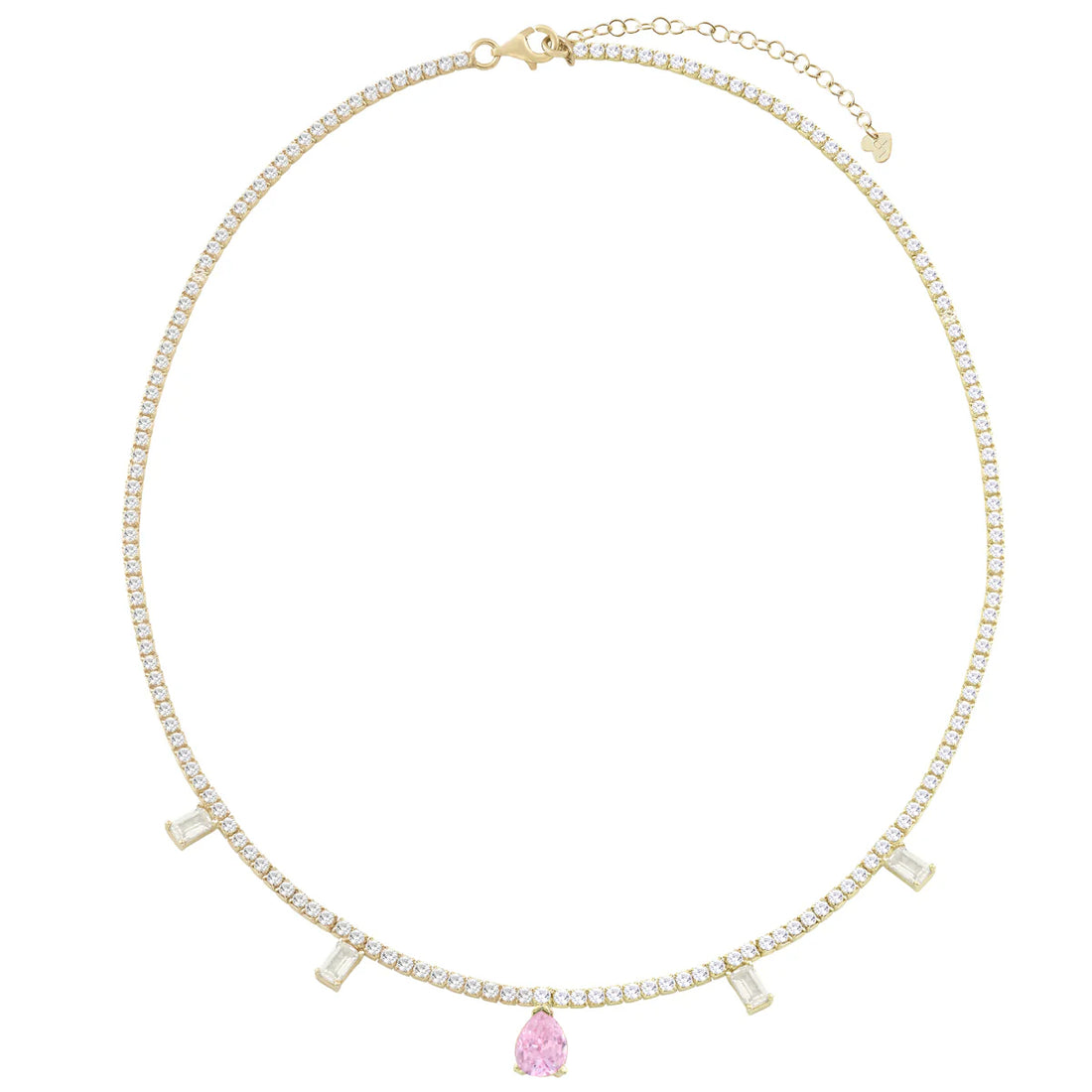 Collana Donna Laura P. Argento Dorato 925 Girocollo Tennis Zirconi Bianchi Rosa CL0112GRS