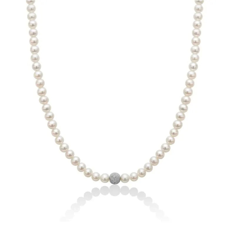 Collana Perle Miluna Inserto Oro Bianco 750 Diamantato PCL1834V