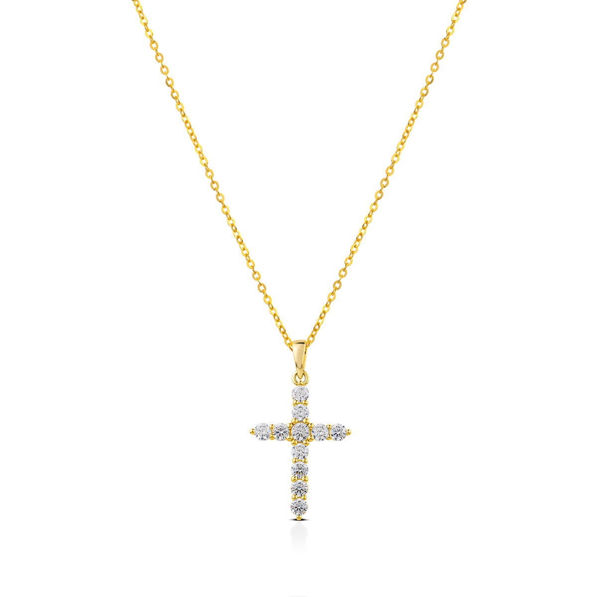 Collana Donna Kulto Argento Dorato 925 Croce Zirconi Bianchi K925-169-2800