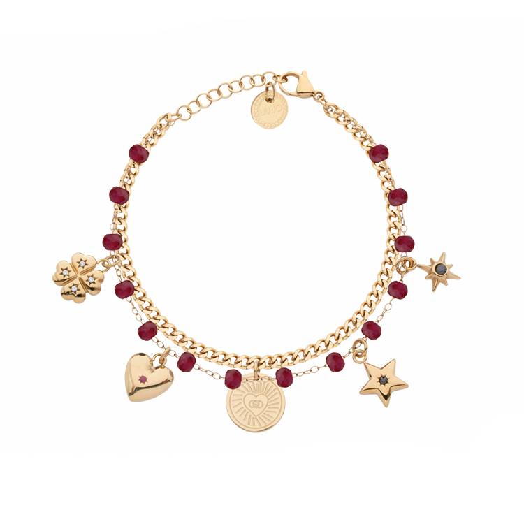 Bracciale Donna Liu Jo Acciaio Charm Pietre Rosse LJ3178