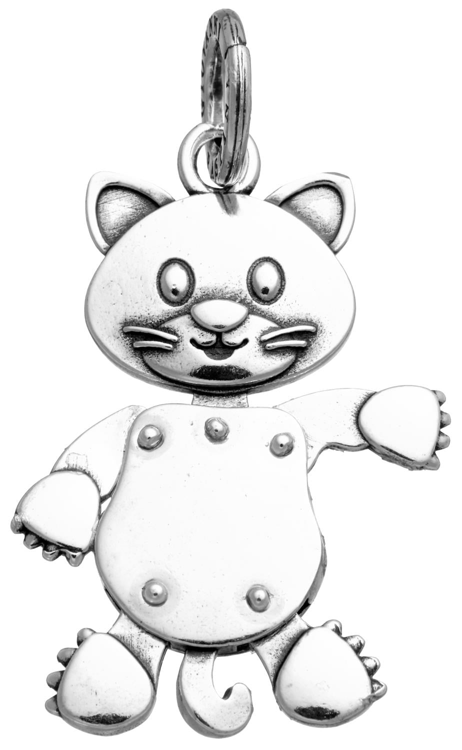 Charm Unisex Giovanni Raspini Argento 925 Gatto Grande Realizzato A Mano 11444