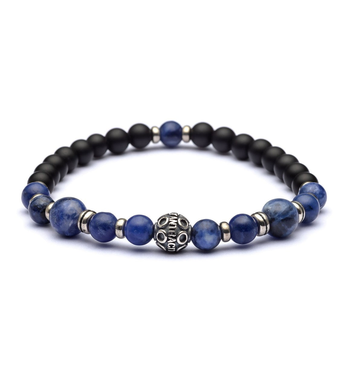 Bracciale Unisex  Antracite Con Pietre Blu 6° Ajna