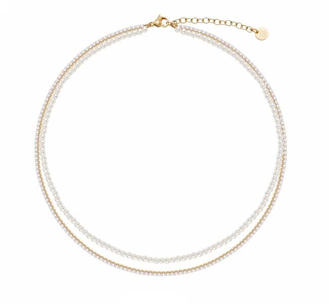 Collana Donna Liu Jo Acciaio Gold Perle Strass LJ3026