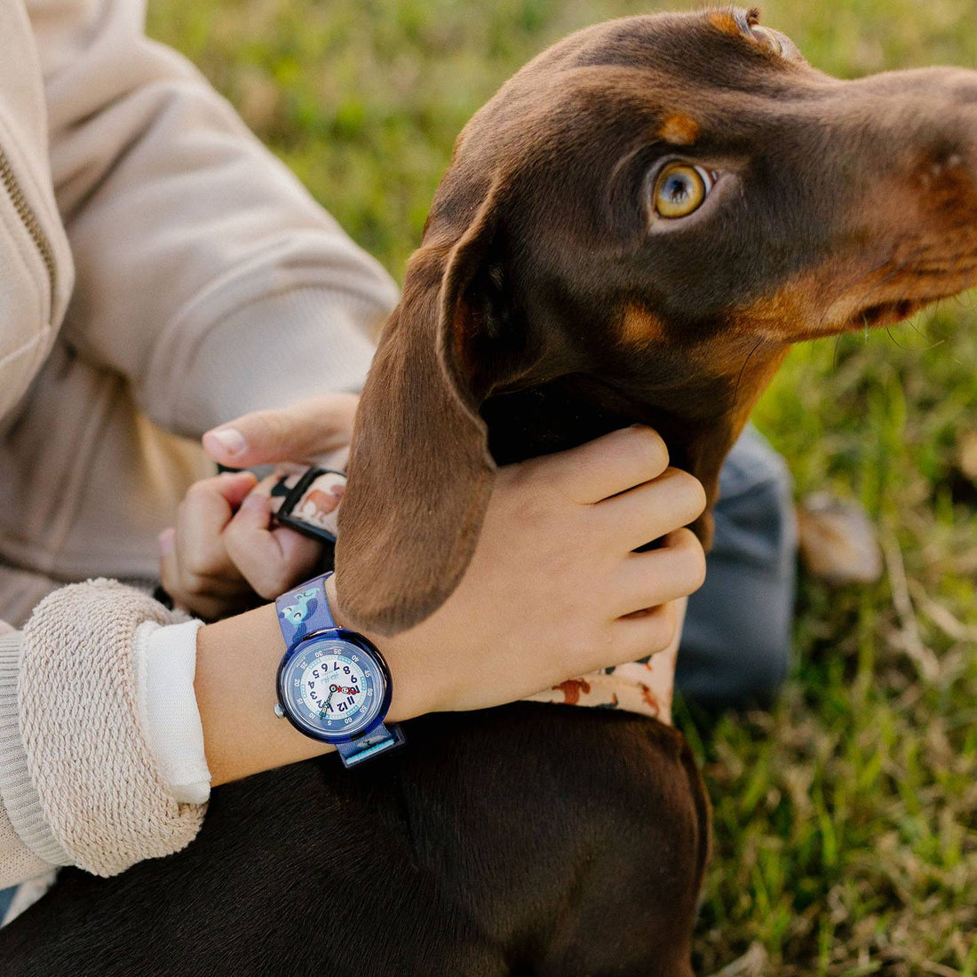 Orologio Bambino Swatch Flik Flak CUTIE PUPPY Cane Blu ZFBNP237