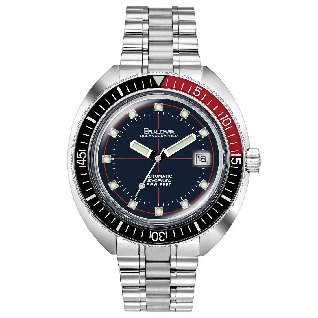Orologio Uomo Bulova Automatico Oceangrapher Acciaio Snorkel Blu Rosso 98B320