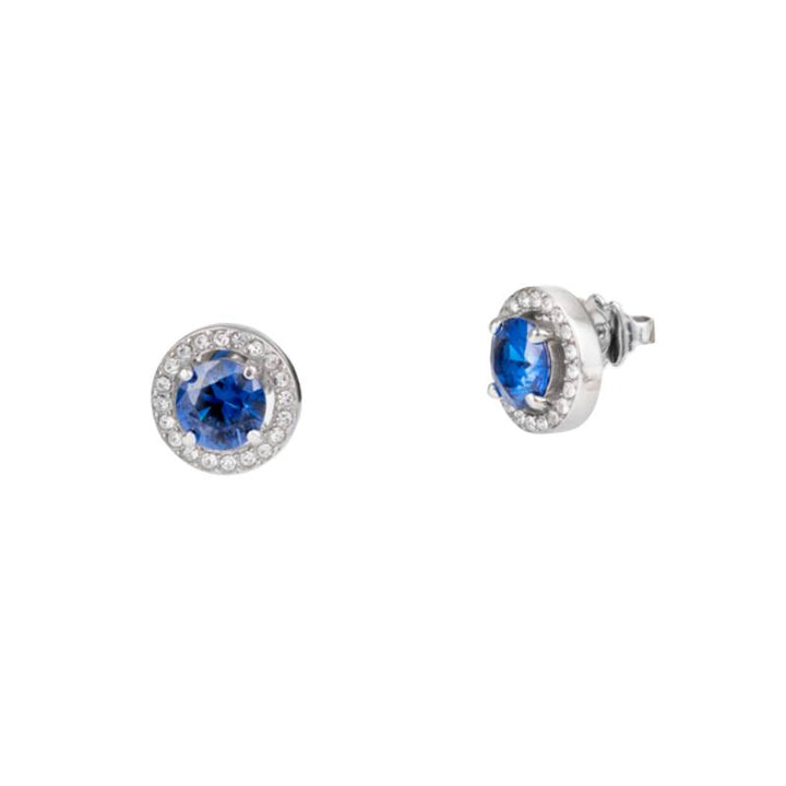 Orecchini Donna Liu Jo Acciaio Lucido Punto Luce Blu Zirconi Bianchi LJ2200