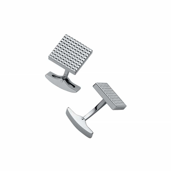 Gemelli Uomo Dupont Acciaio Bianco Quadrati Punta Di Diamante 005568