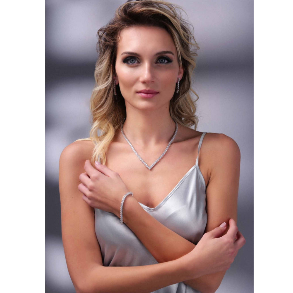 Orecchini Donna Ottaviani Bronzo Tennis Pendenti Zirconi Bianchi 500905O
