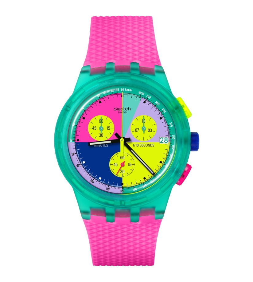 Orologio Unisex Swatch Neon Flash Arrow 1991 Crono Data SUSG408