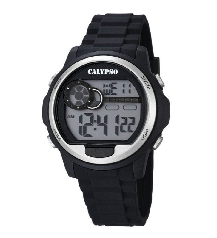 Orologio Uomo Bambino Calypso Gomma Quarzo Digitale Cronografo Nero K5667/1