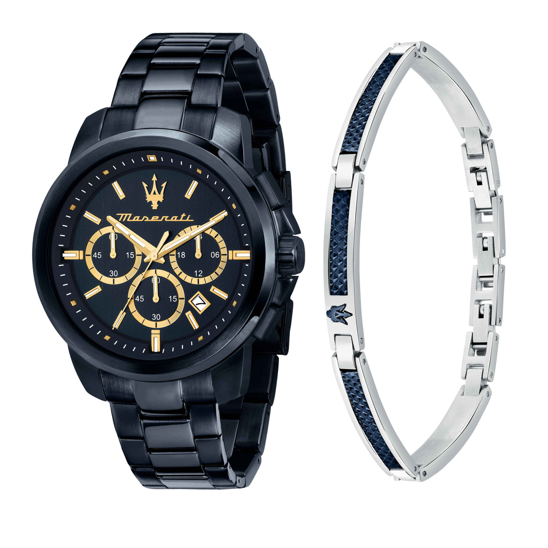 Special Box Orologio Bracciale Uomo Maserati Acciaio Blu PVD Dorato R8873621042