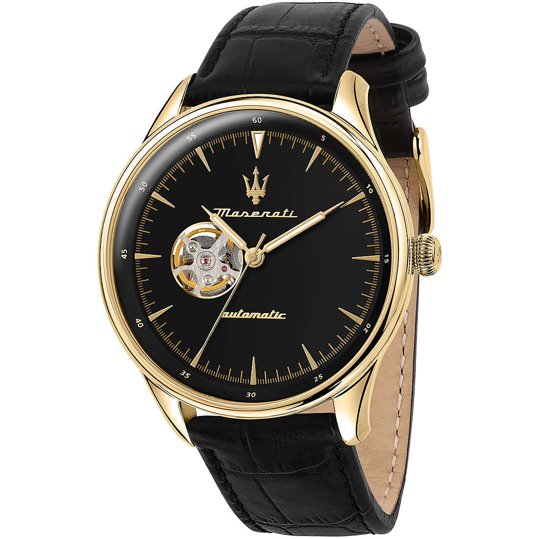 Orologio Uomo Maserati Automatico Acciaio Vetro Minerale Pelle Naturale Nera R8821146001