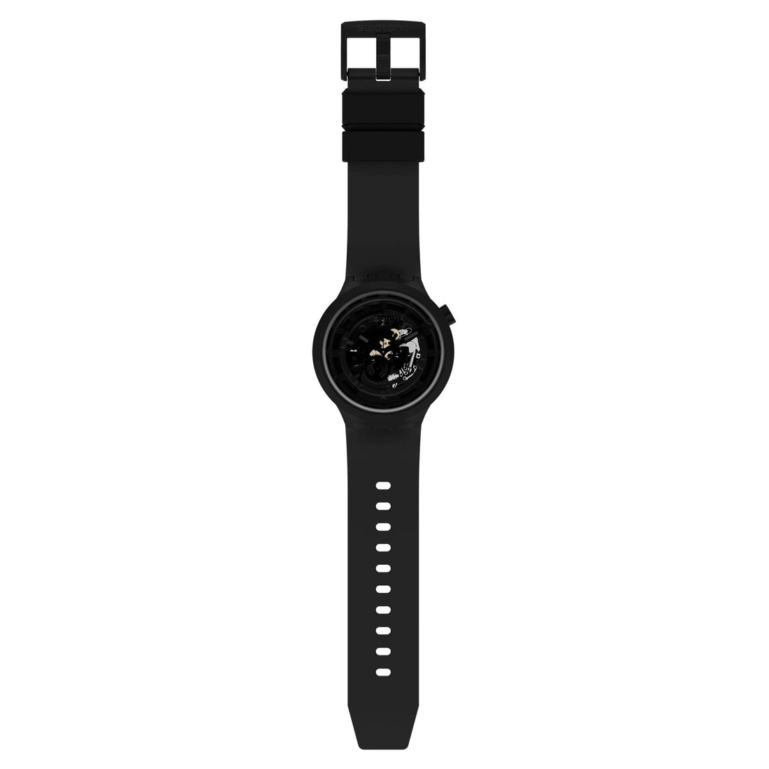 Orologio Uomo Swatch Gomma Nero Bioceramic Quarzo Solo Tempo Scheletrato SB03B100