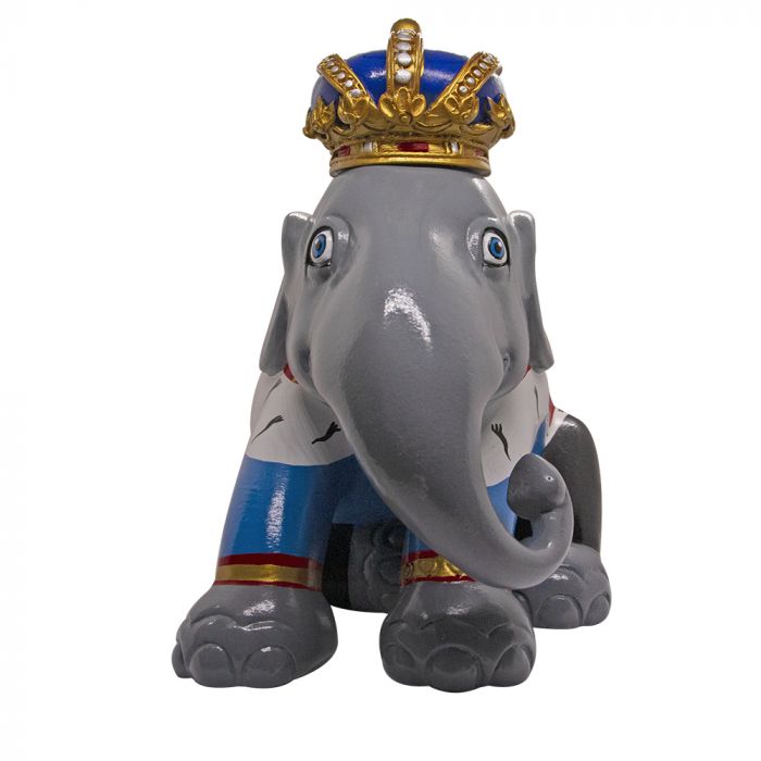 Scultura Elefante King Elephant Seduto 15 cm Resina Dipinto A Mano 8858831266612