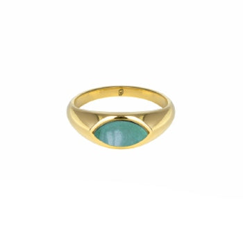 Anello Donna Liu Jo  Acciaio Dorato Pietra Verde LJ2880M14