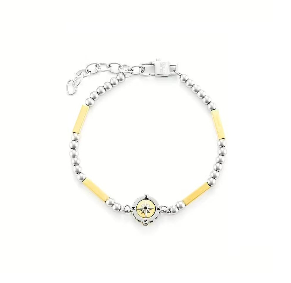 Bracciale Uomo 4US Cesare Paciotti Acciaio Biglie Dorate con rosa dei venti  4UBR6417