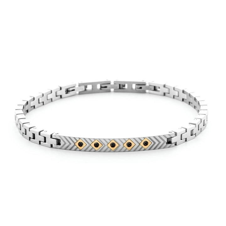 Bracciale Uomo 4US Cesare Paciotti Acciaio Oro 18kt Spinello Nero 4UBR6936
