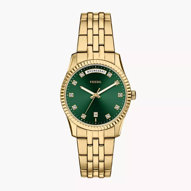 Orologio Donna Fossil Scarlette Acciaio Dorato Verde ES5460