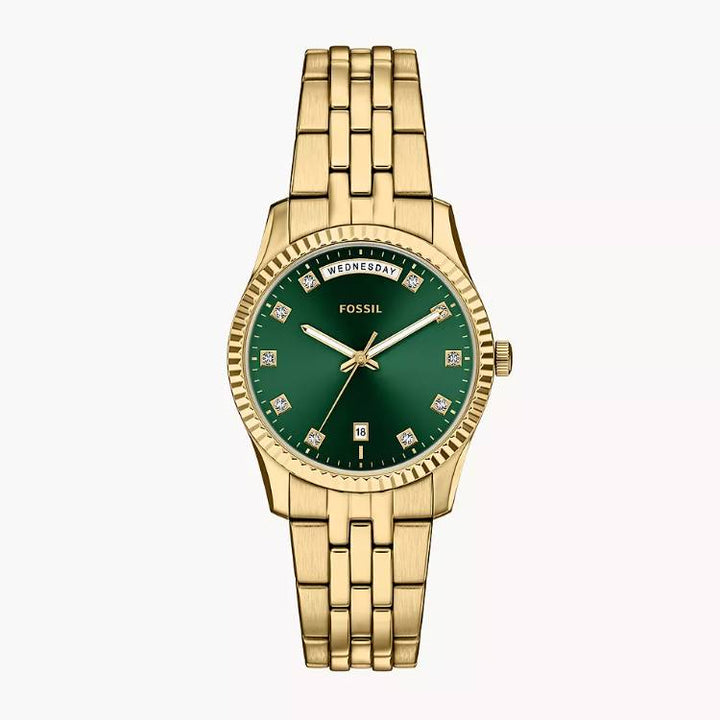Orologio Donna Fossil Scarlette Acciaio Dorato Verde ES5460