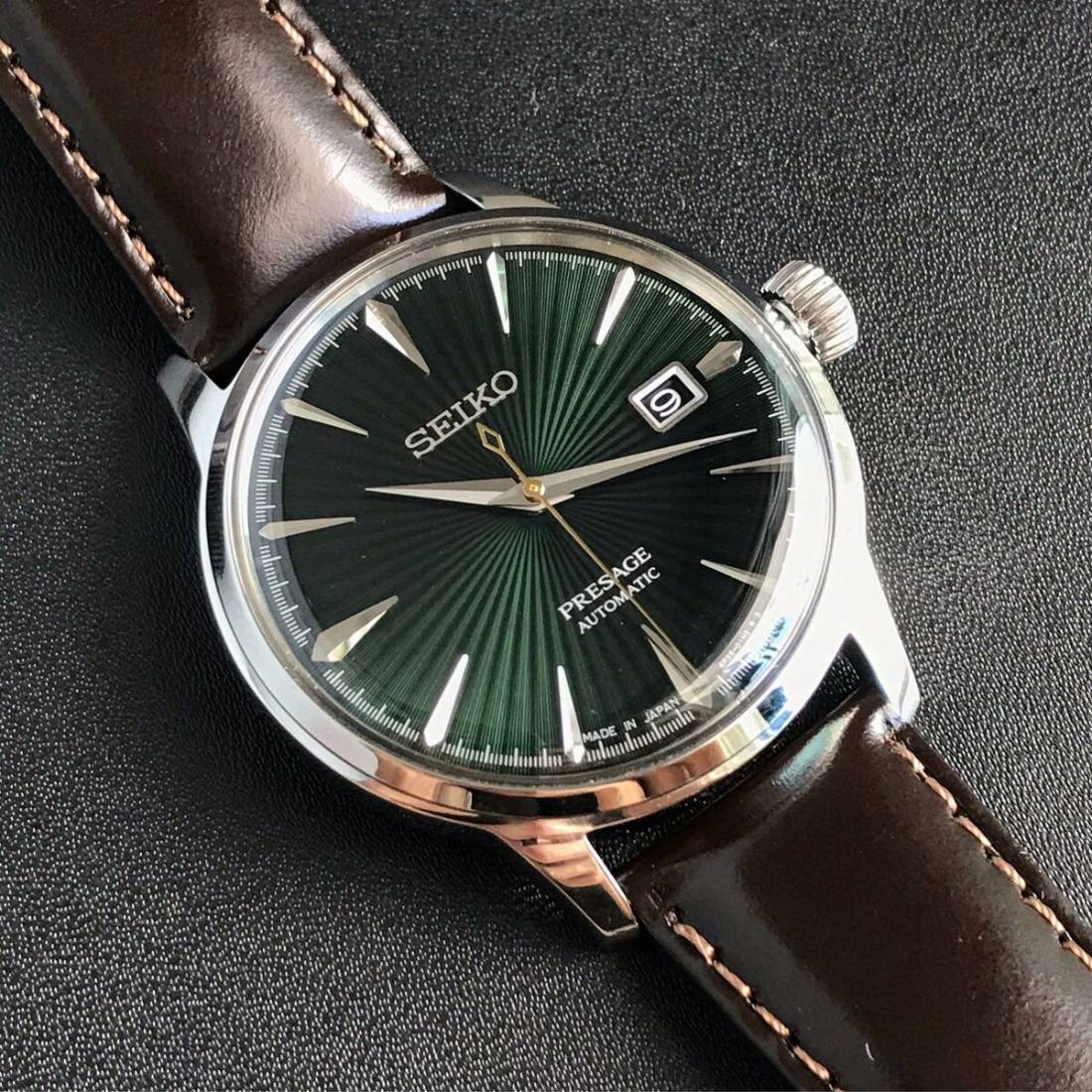 Orologio Uomo Seiko Automatico Pelle Marrone Cocktail Time The Green SRPD37J1