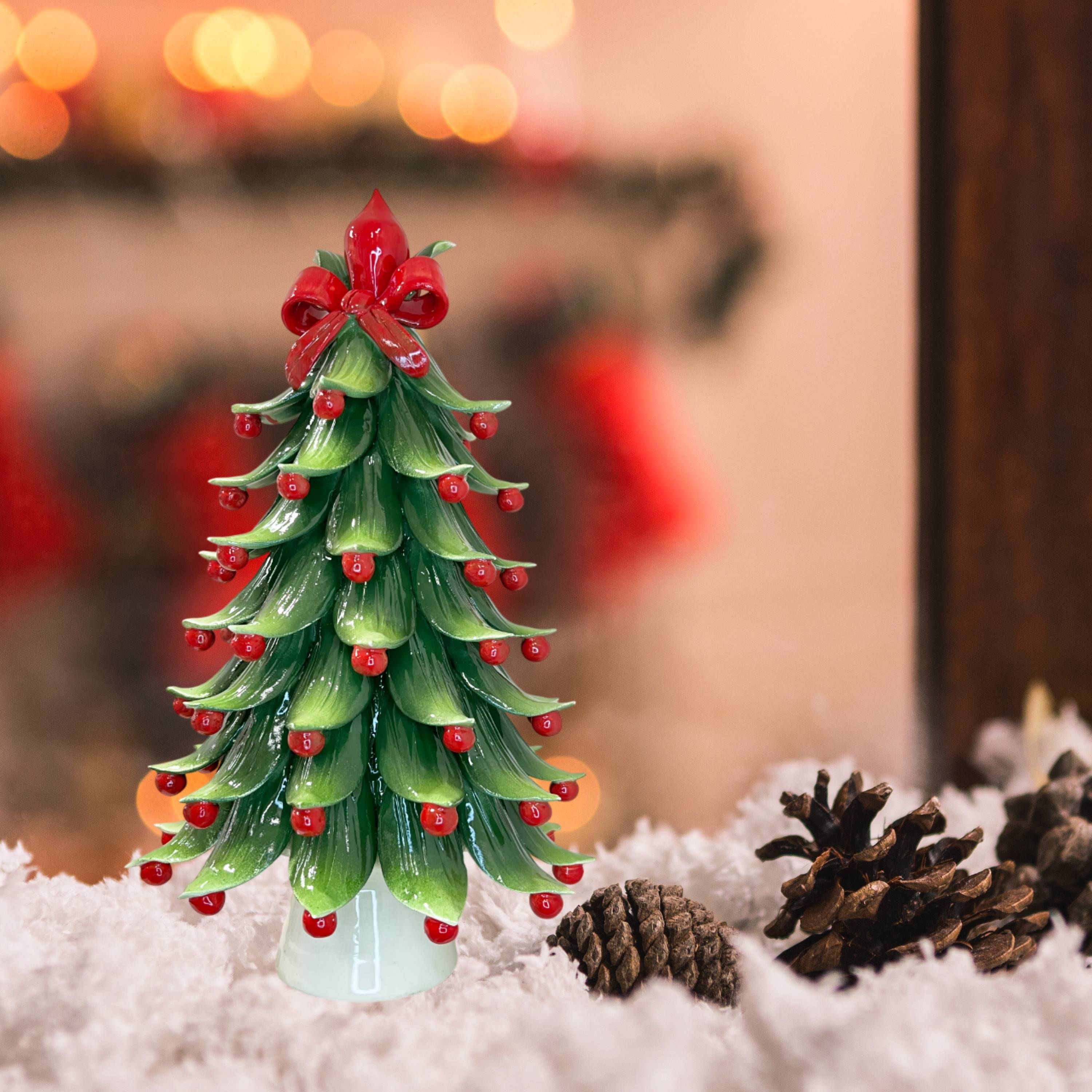 Albero di Natale Capodimonte Palline Rosso Fiocco 36cm CAP51