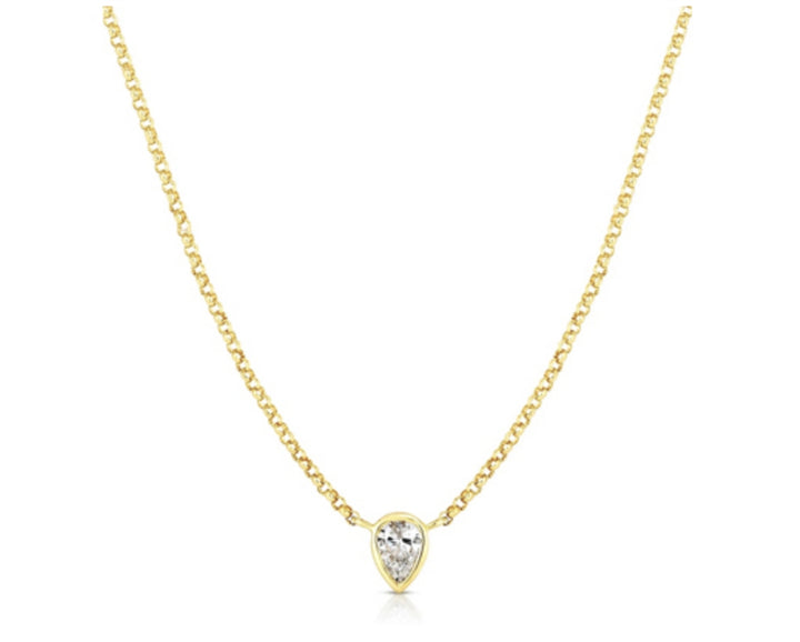 Collana Donna Liu Jo Acciaio dorato Catena Rollò Punto Luce a goccia Zircone Bianco LJ2532
